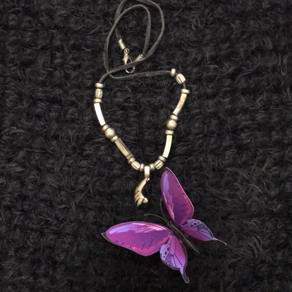 Black Rope Silver Charm Necklace